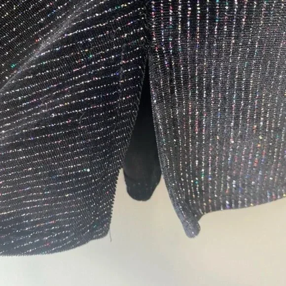 Altar'd State Shimmering Black Stretch Velvet Long Sleeve Mini Dress - Picture 4 of 7